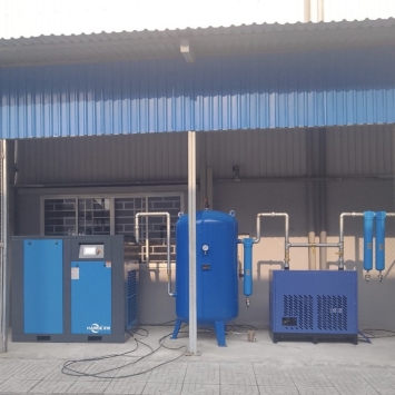 MỘT SỐ HÌNH ẢNH LẮP ĐẶT MÁY NÉN KHÍ 75KW/100HP HANDE QUẢNG ĐỨC